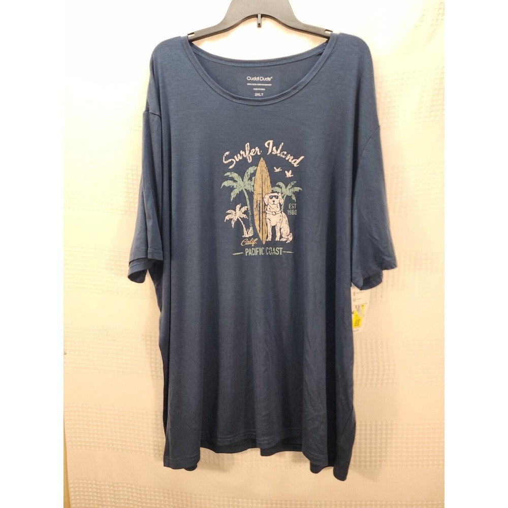 Cuddl Duds Shirt Mens Large Gray Tshirt Short Sleeve Super Stretch Graphic